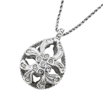 Metal Pendant Necklace with Rhinestone Detailing