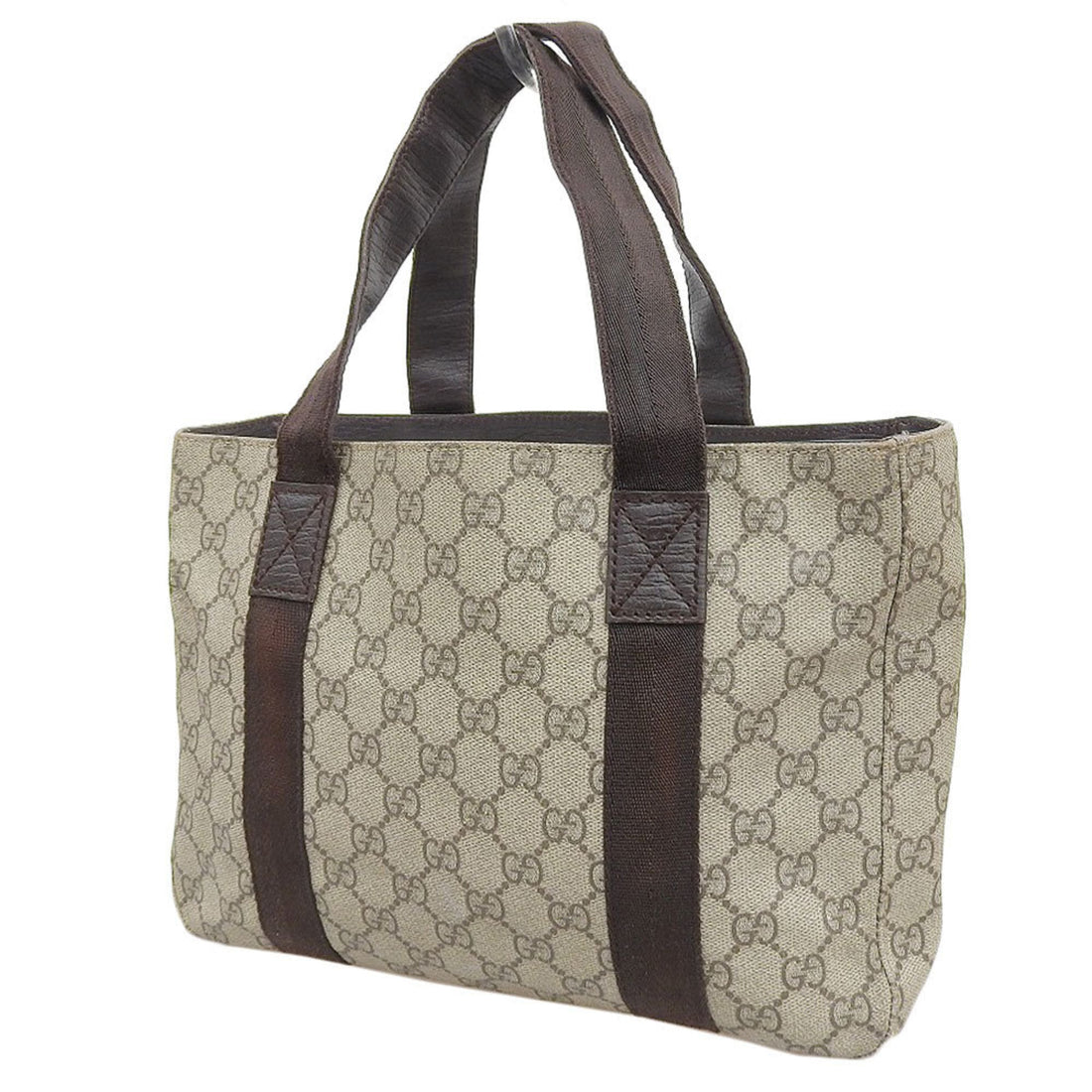GG Canvas Tote Bag with Leather Trim and Metal Fittings