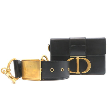 Leather Shoulder Bag with Strap and Metal Fittings