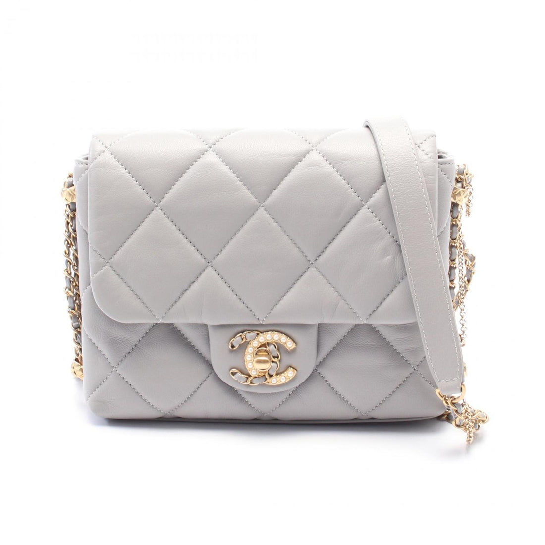 Vintage Quilted Leather Flap Bag with Chain Strap