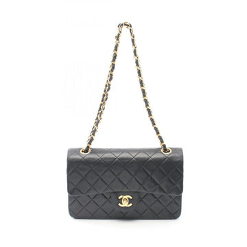 Vintage Leather Double Flap Bag with Chain Strap