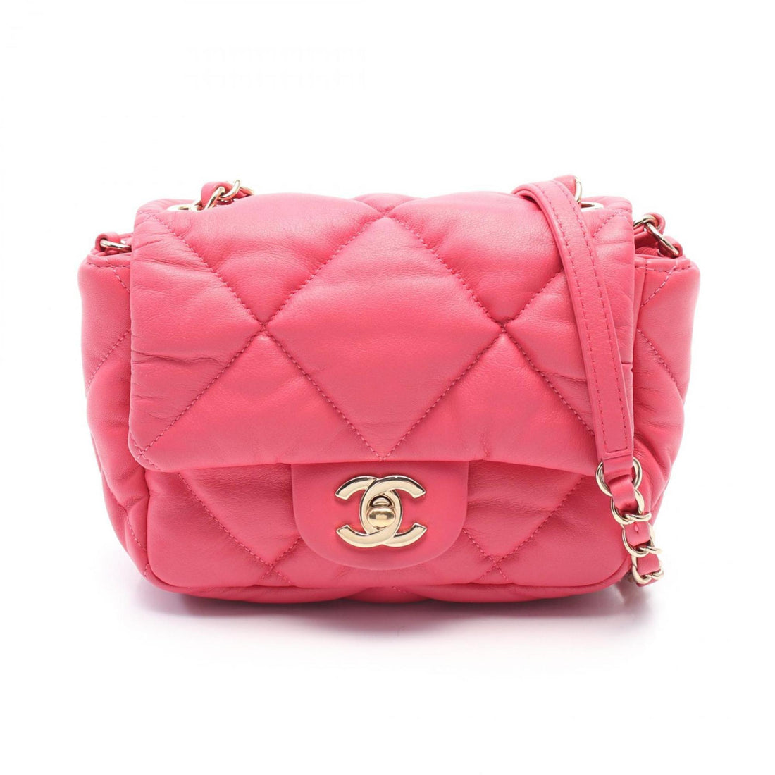 Bubble Quilt Leather Bag with Slight Wear and Scratches
