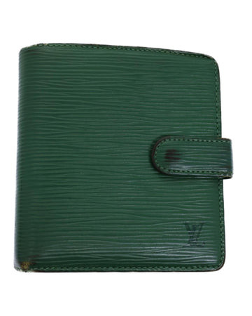 Green Epi Leather Wallet with Clasp Button