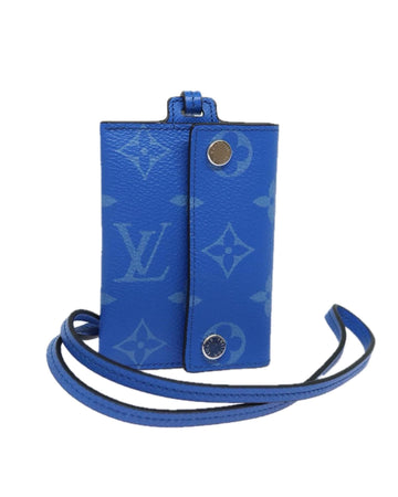Monogram Canvas Card Case with Multiple Pockets and Strap