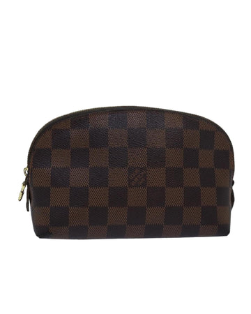 Damier Ebene Canvas Cosmetic Pouch with Secure Zip Closure