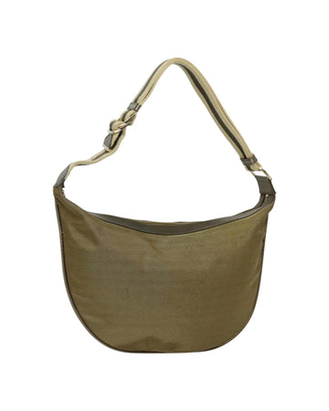 Canvas Shoulder Bag with Gold Accents
