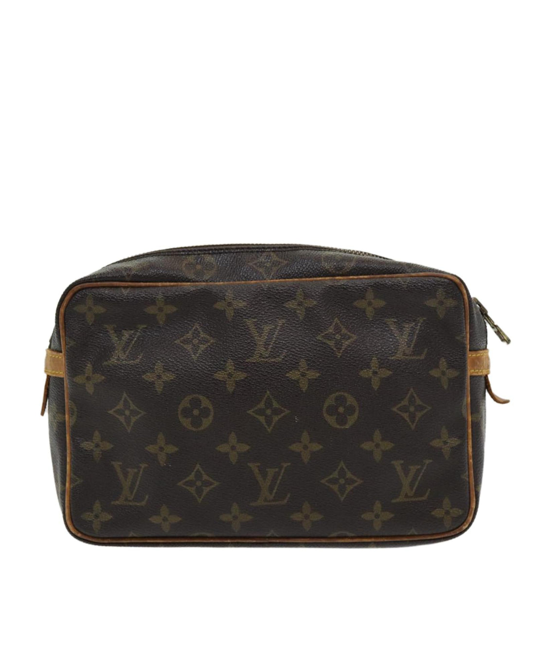 Monogram Canvas Clutch Bag with Zip Closure