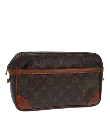 Monogram Canvas Clutch Bag with Surface Rubbing and Storage Odor