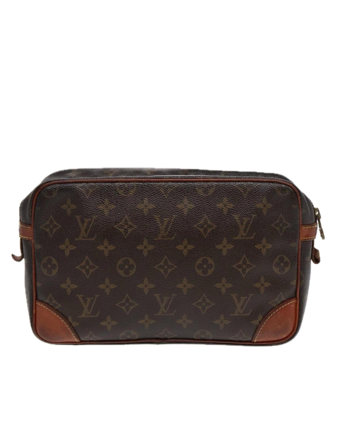 Monogram Canvas Clutch Bag with Surface Rubbing and Storage Odor
