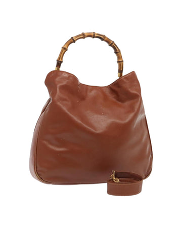 Bamboo Leather Handbag with Gold Accents and 2-Way Design