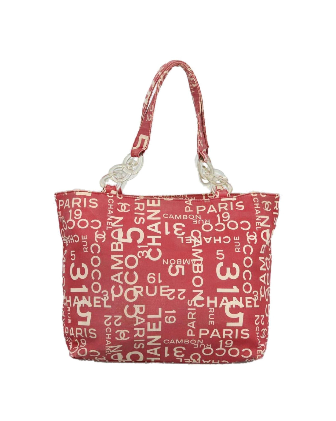 Canvas Tote Bag with Clear Plastic CC Detailing