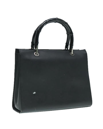 Bamboo Leather Handbag with Silver Hardware