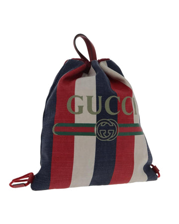Canvas Backpack with Stripe Detail