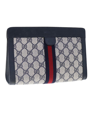 GG Supreme Sherry Line Clutch Bag PVC Navy Red