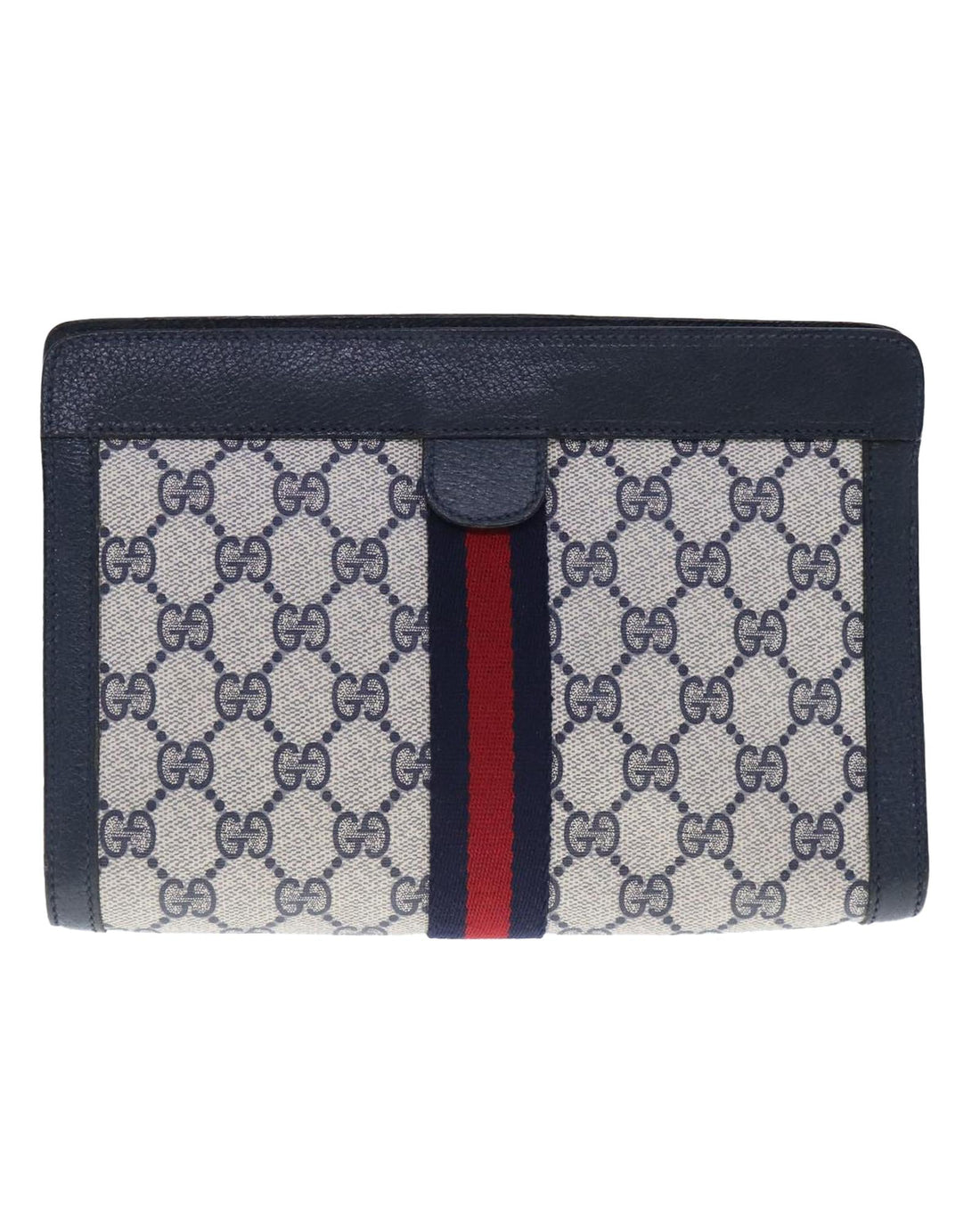 GG Supreme Sherry Line Clutch Bag PVC Navy Red
