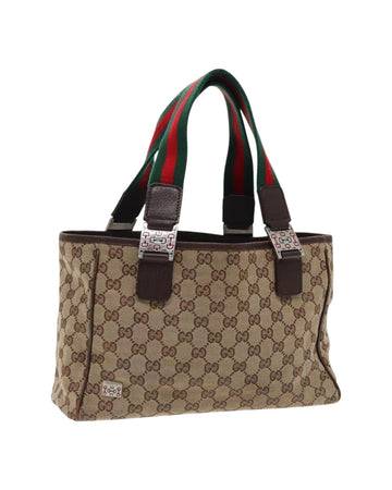 Web Sherry Line GG Canvas Hand Bag with Silver Accents