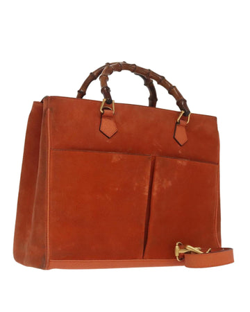 Bamboo Handle Suede Tote