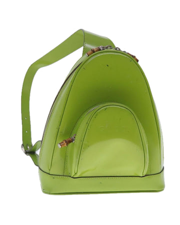 Bamboo Patent Leather Body Bag with Silver Hardware