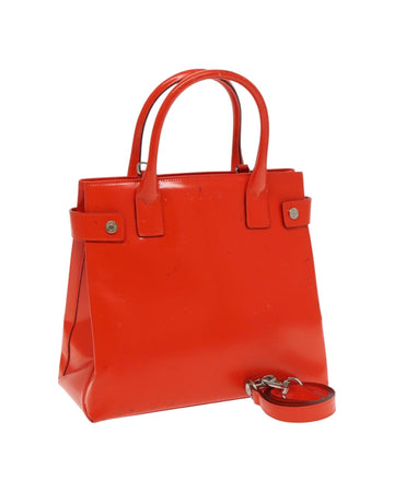 Patent Leather 2-Way Handbag in Orange