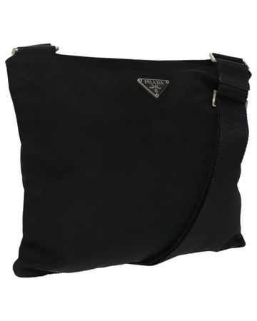 Nylon Shoulder Bag with Adjustable Strap and Metal Accents