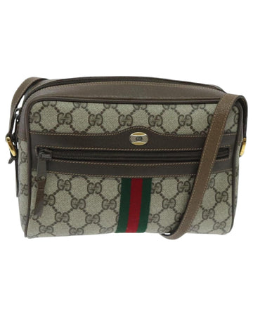 GG Supreme Web Sherry Line Shoulder Bag PVC Beige Red Auth