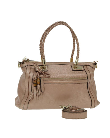 Bamboo Leather Hand Bag with 2-Way Design and Gold Accents