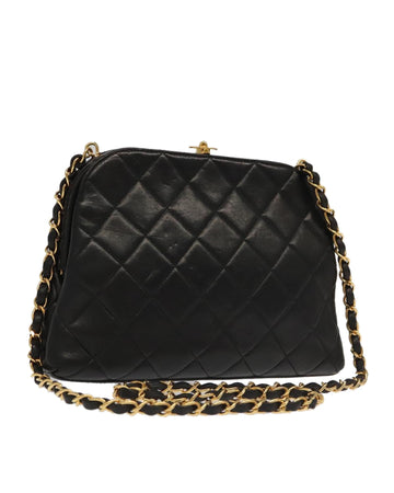 Matelasse Chain Shoulder Bag with Lamb Skin and Gold CC Detail