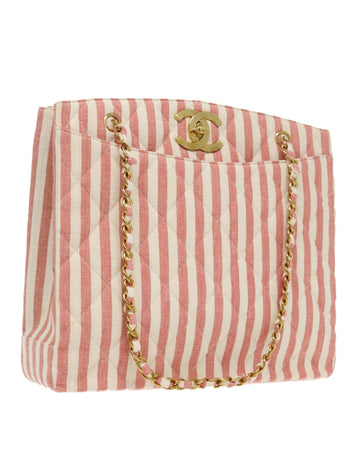 Matelasse Chain Shoulder Bag Canvas with Gold Hardware and CC Logo