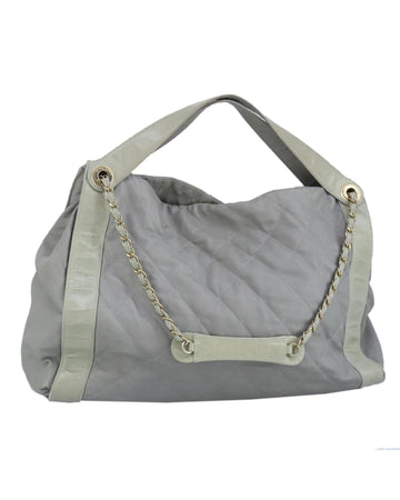 Chain Leather Shoulder Bag with Gold CC Detailing