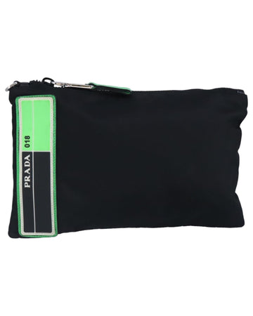 Nylon Clutch Bag with Silver Accents and Dust Bag