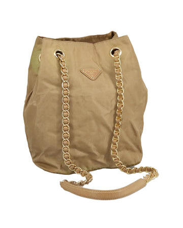 Chain Shoulder Bag Nylon with Gold Accents