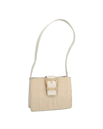 Nylon Leather Shoulder Bag with Silver Accents
