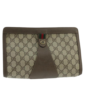 GG Supreme Web Sherry Line Clutch Bag in PVC Leather and GG Canvas