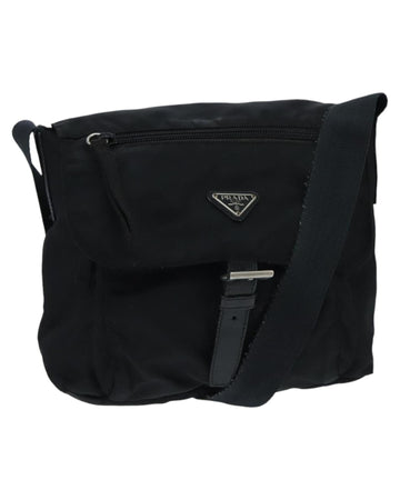 Nylon Shoulder Bag with Adjustable Strap and Metal Accents