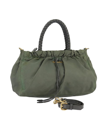 Nylon 2-Way Hand Bag with Gold Accents