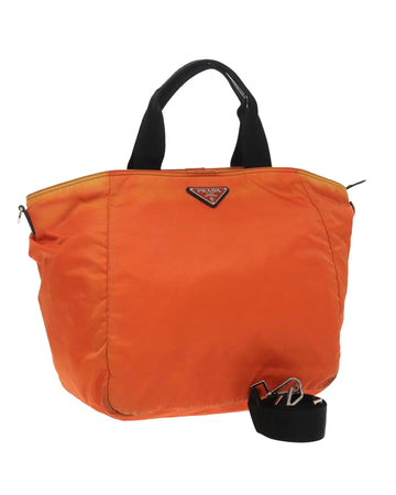 Versatile Nylon 2-Way Tote Bag with Silver Accents