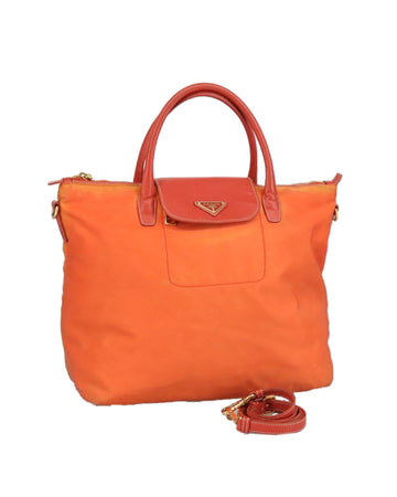 Hand Bag Nylon Leather 2-Way Auth