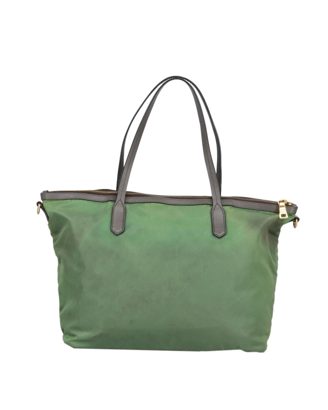 Nylon Leather 2-Way Tote Bag with Gold Accents