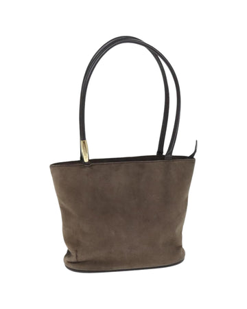 Suede Shoulder Bag with Gold Accents
