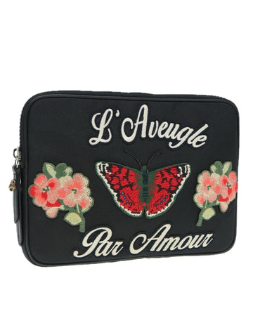 Nylon Clutch Bag with Silver Hardware