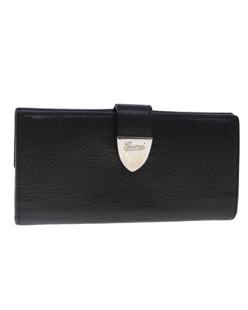 Leather Long Wallet with Silver Accents