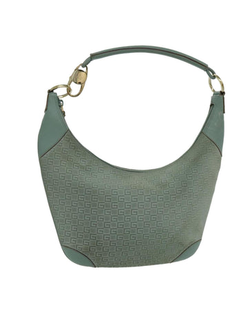 Suede Shoulder Bag with Gold-Tone Accents