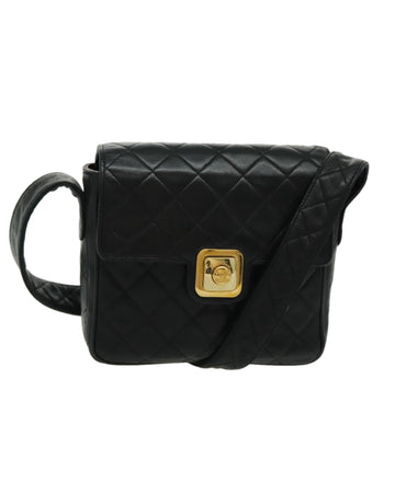 Matelasse Lamb Skin Shoulder Bag with Gold Hardware