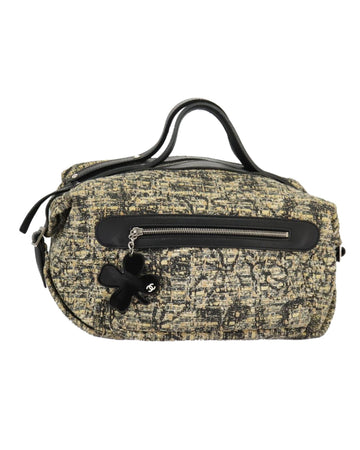 Tweed Hand Bag with Silver CC Accent