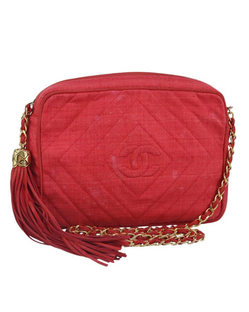 Chain Shoulder Bag Canvas with Gold CC Detail