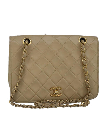 Matelasse Chain Hand Bag Lamb Skin with Gold CC Auth