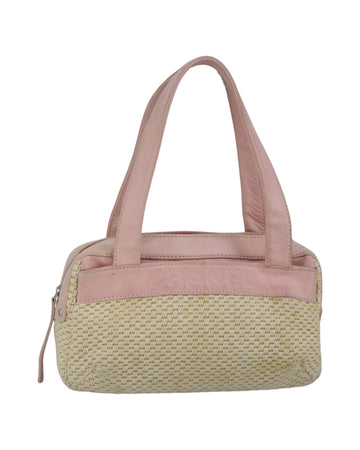 Canvas Leather Handbag with Silver Accents and CC Logo