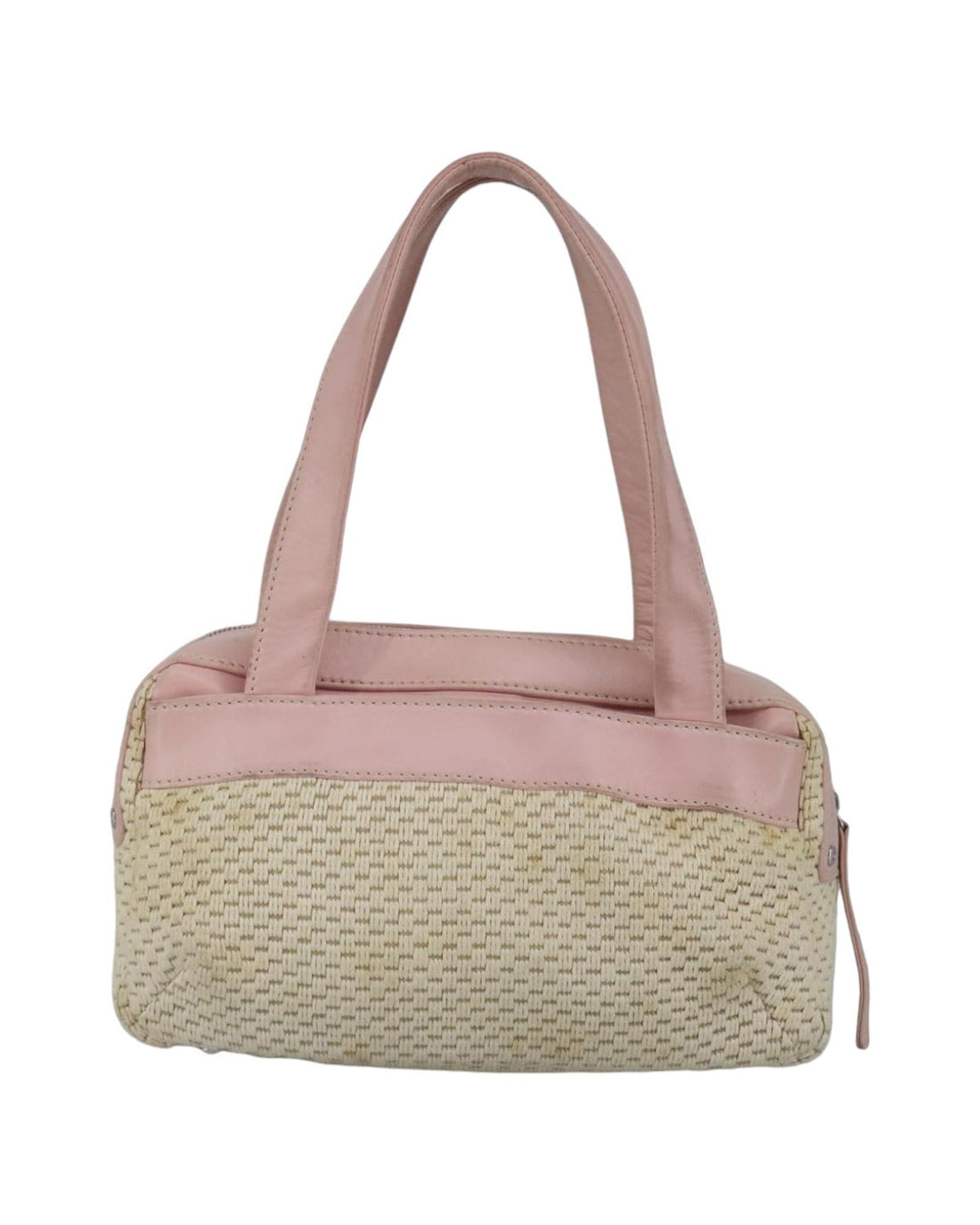 Canvas Leather Handbag with Silver Accents and CC Logo