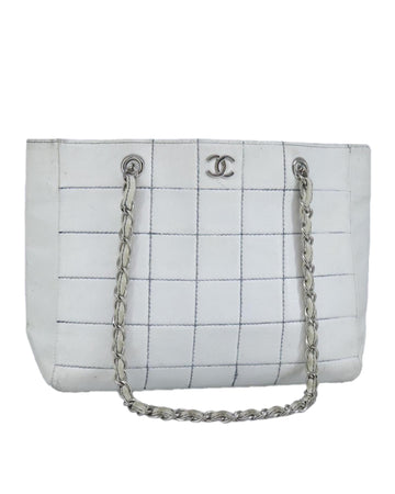 Choco Bar Chain Leather Tote Bag with CC Logo