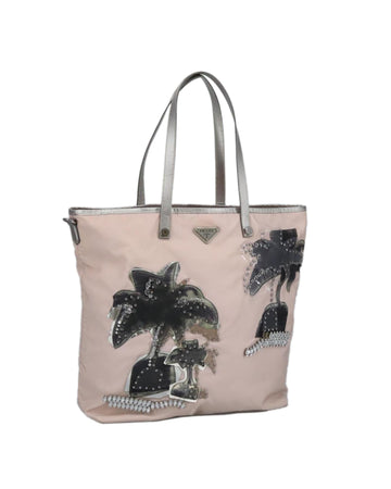 Nylon Tote Bag with Silver Accents
